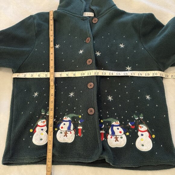 Cignal Fleece Womens Size M Green Jacket Snowman Holiday Christmas Vtg 90s Y2K - Picture 5 of 5